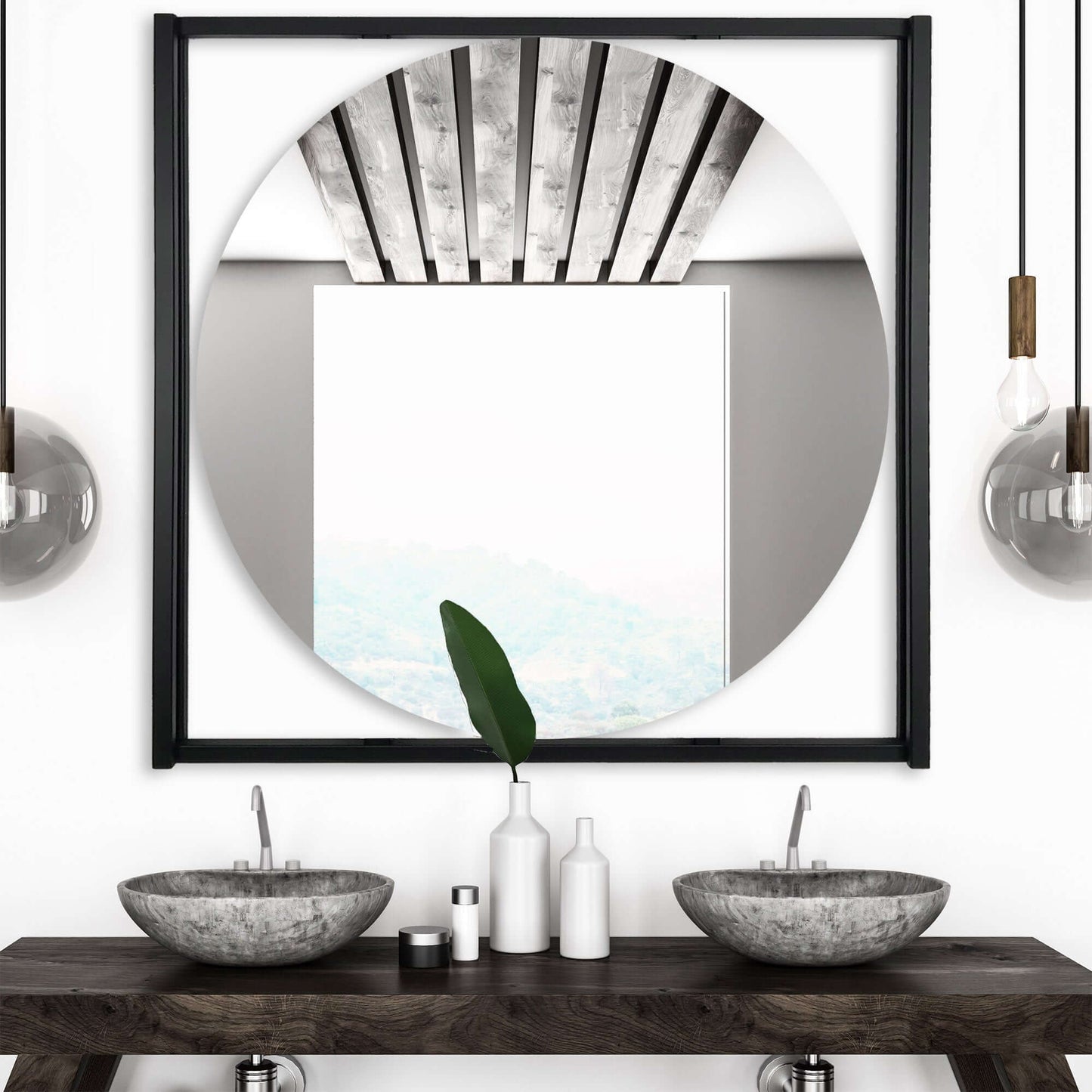 METAL FLOATING ROUND MIRROR
