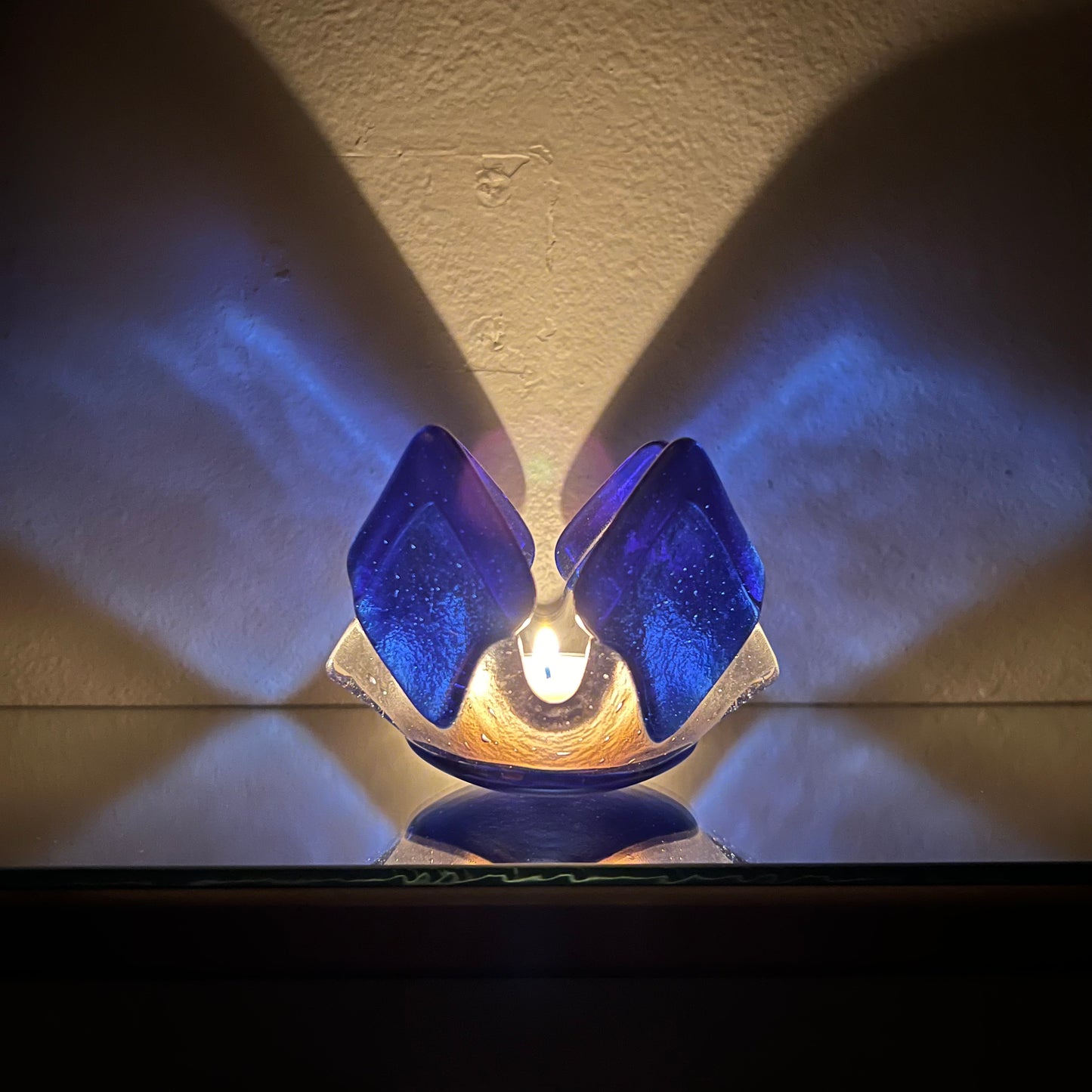 Transparent Blue Glass Candleholder