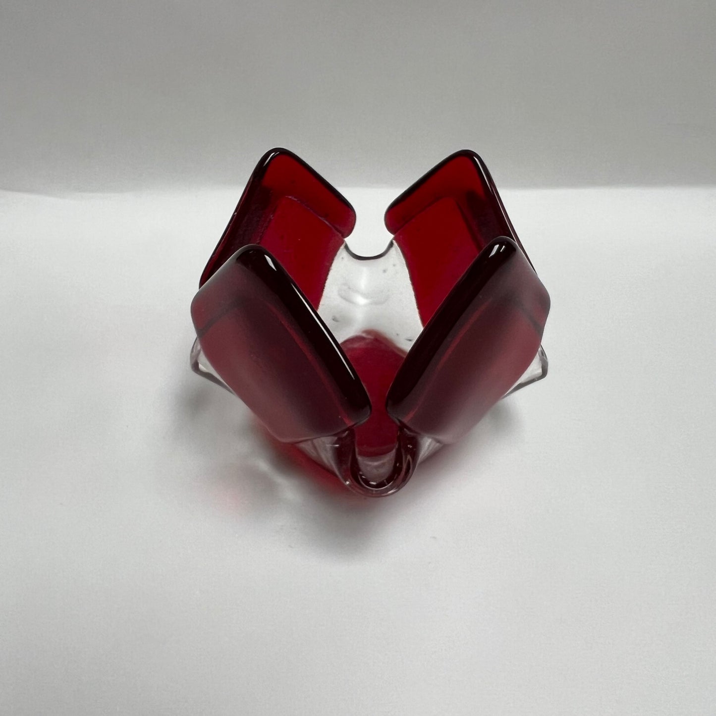 Transparent Red Glass Candleholder