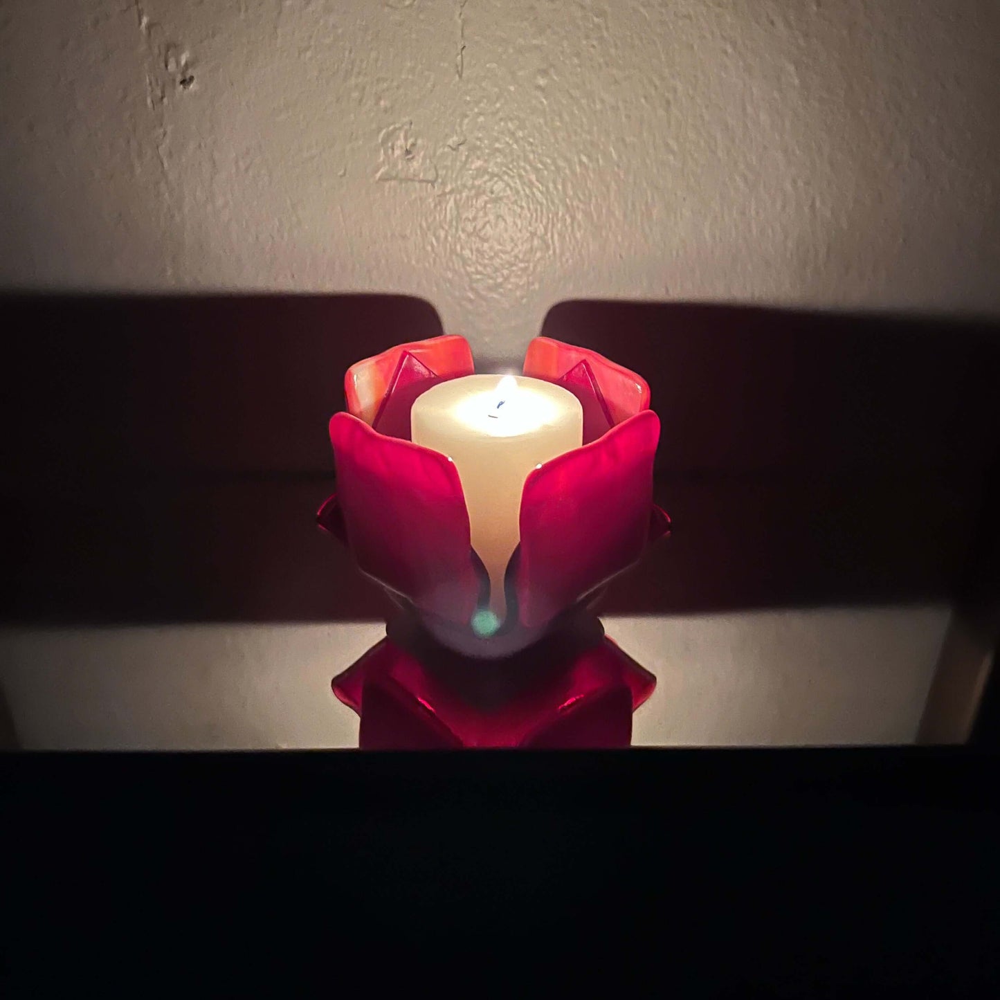 Red Glass Candleholder