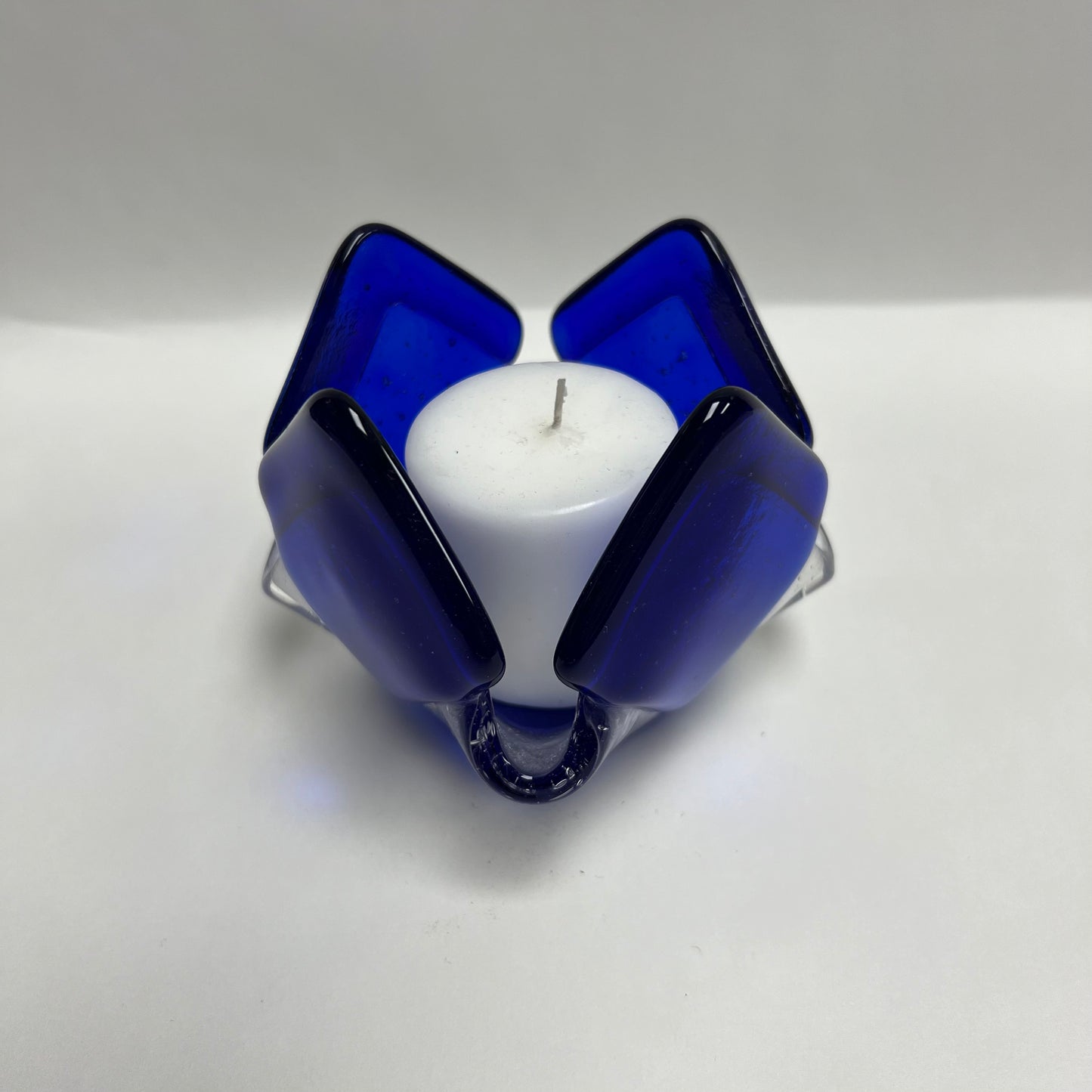 Transparent Blue Glass Candleholder