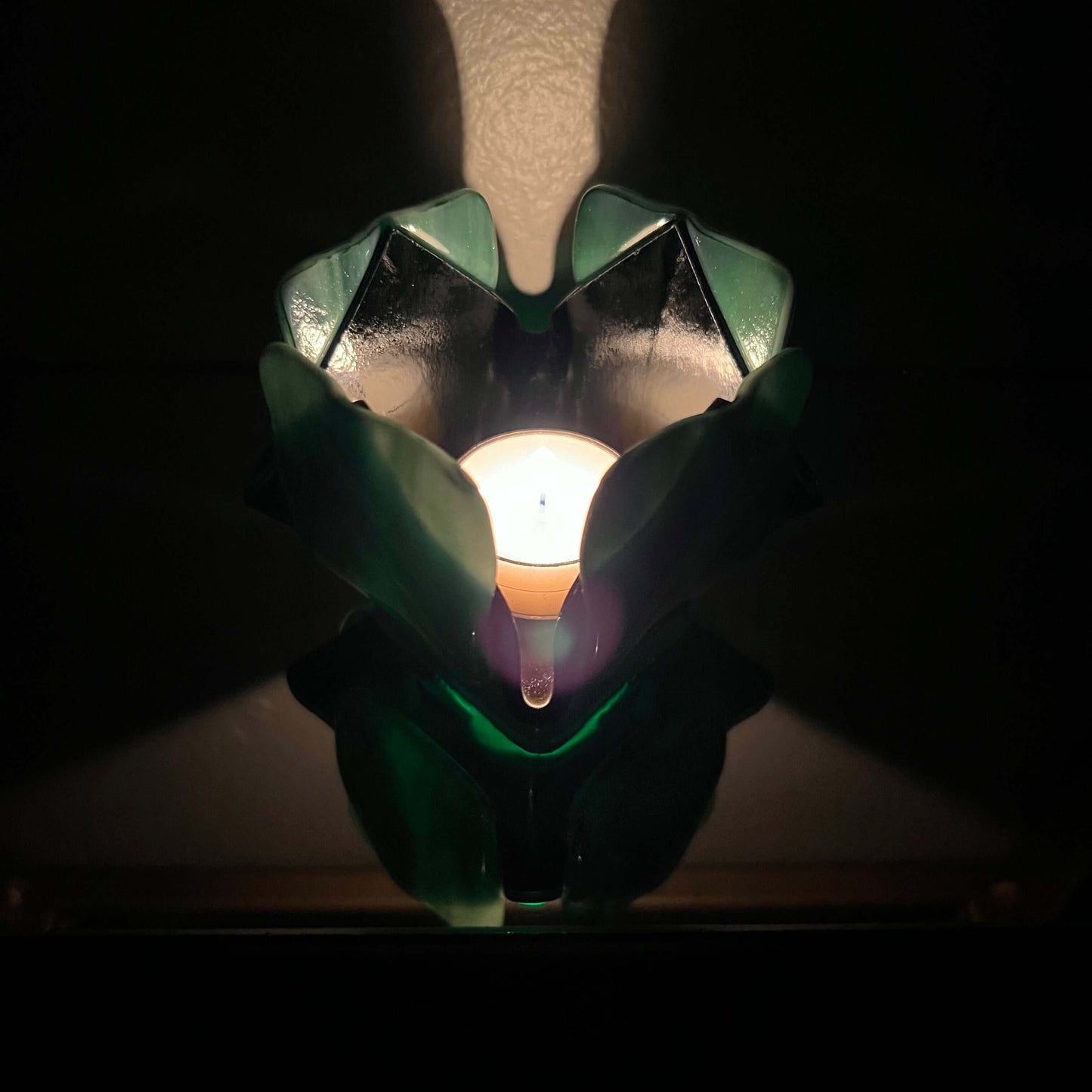 Green Glass Candleholder