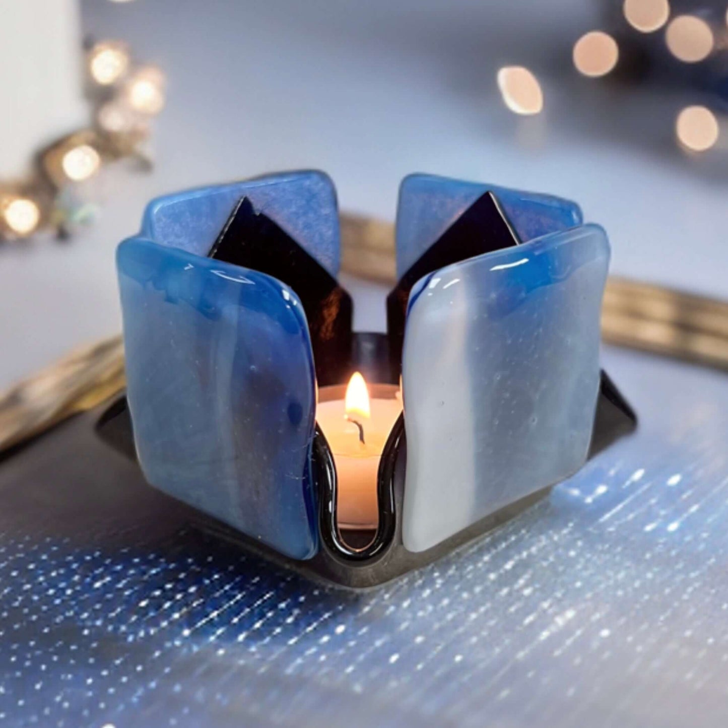 Blue Glass Candleholder