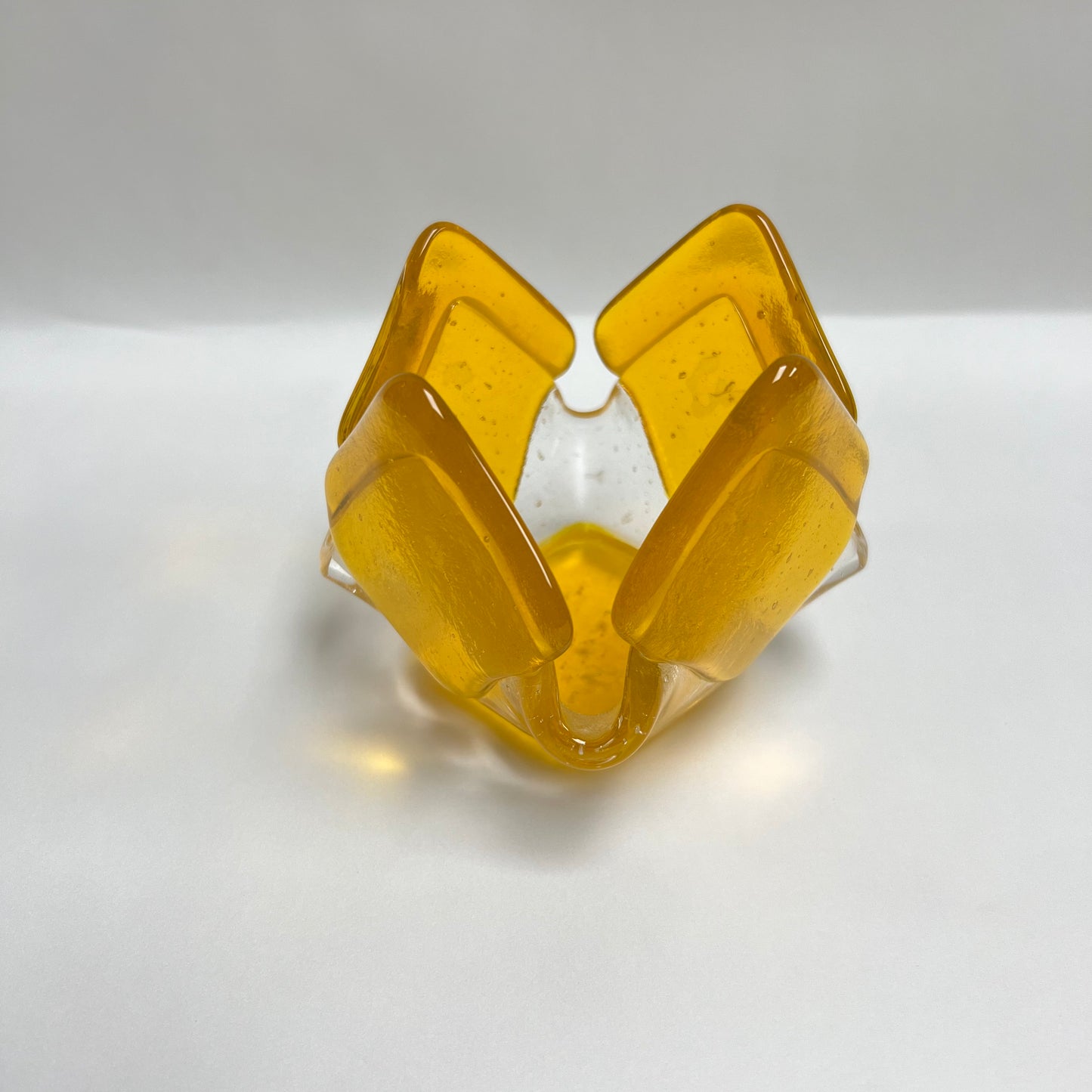 Transparent Yellow Glass Candleholder