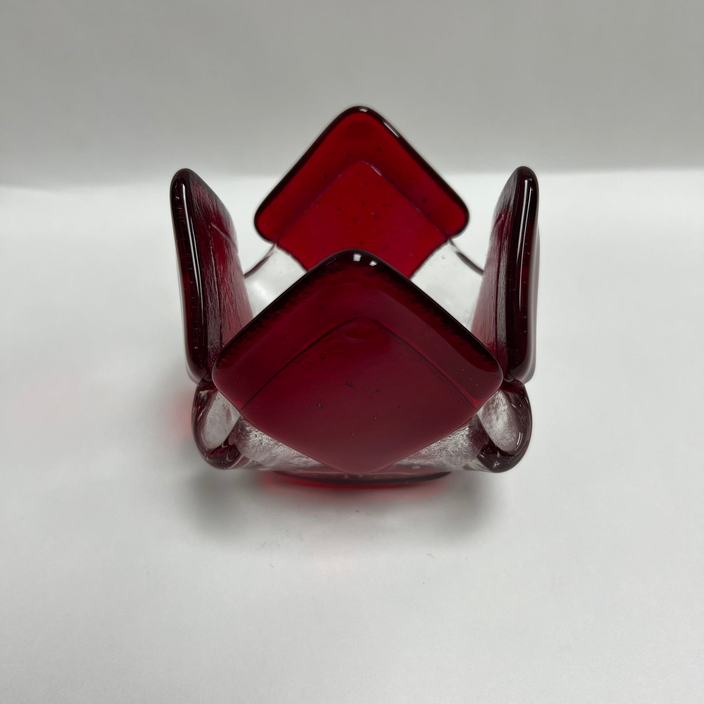 Transparent Red Glass Candleholder