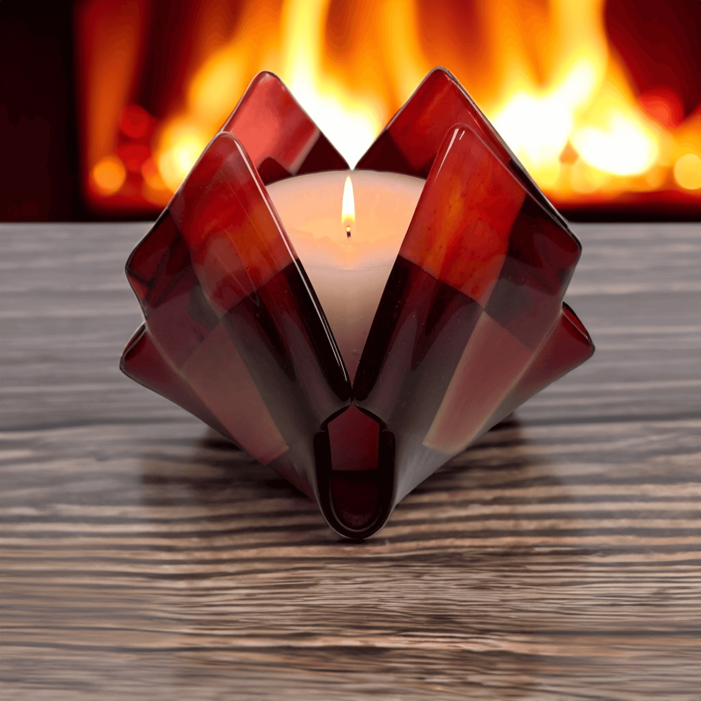 Red Checkerboard Glass Home Decor