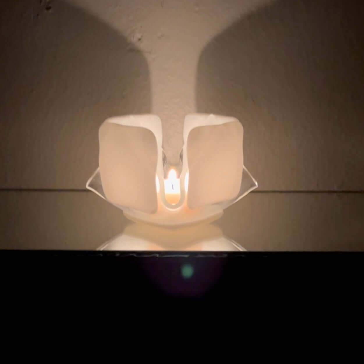 White Opalescent Glass Candleholder