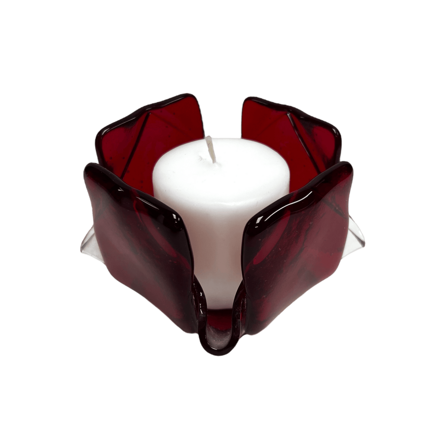 Transparent Red Glass Candleholder