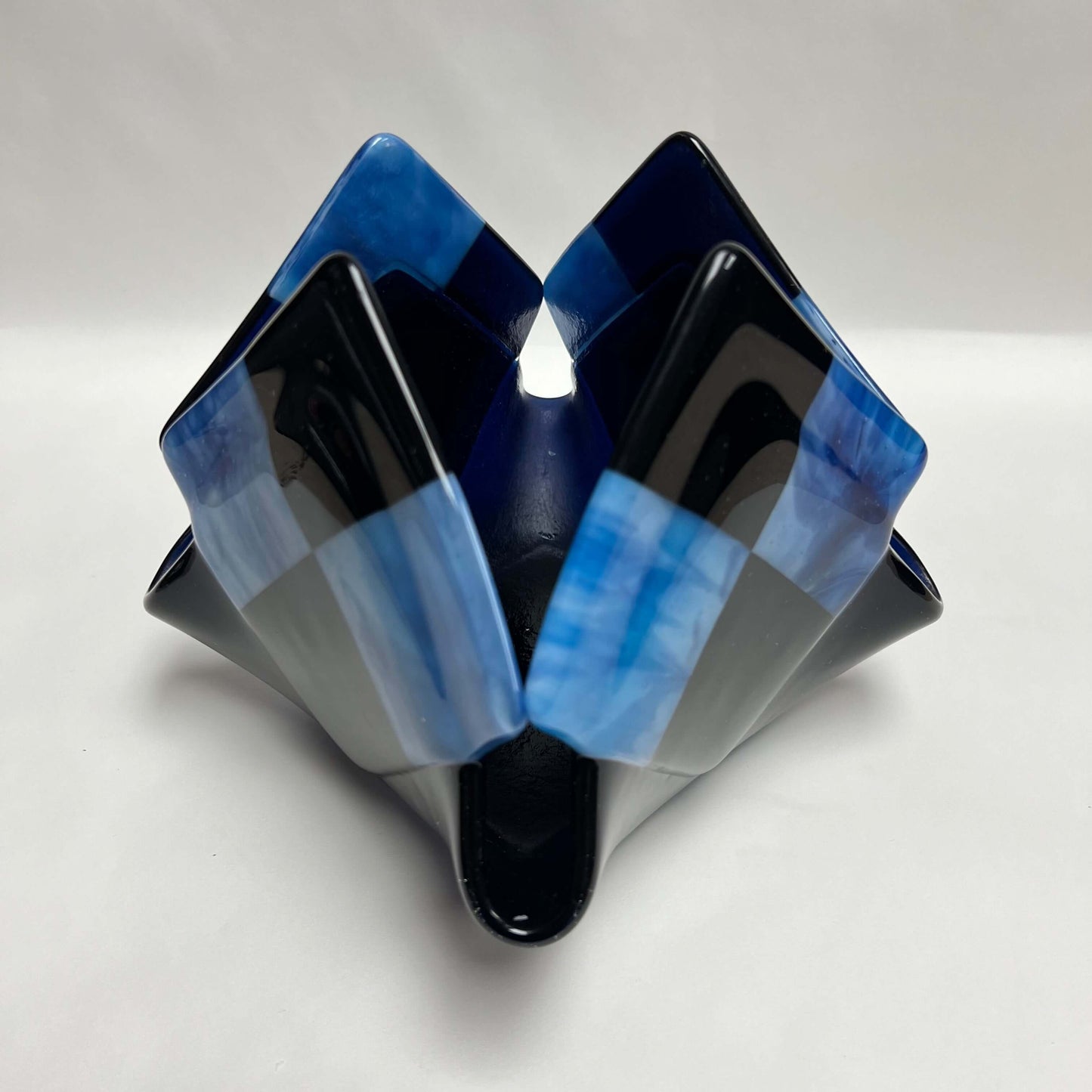 Blue Checkerboard Glass Decor