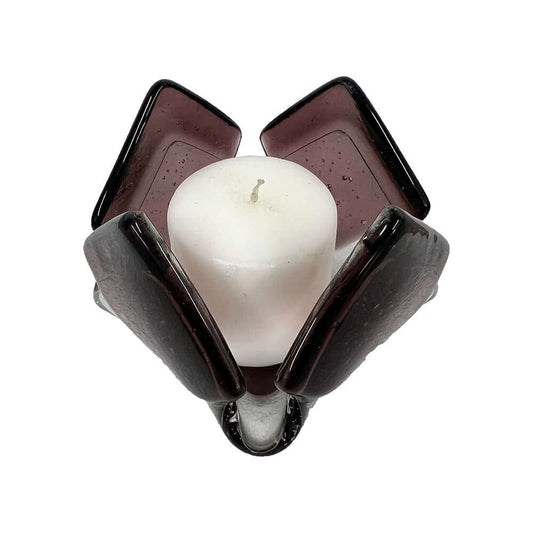 Transparent Violet Glass Candleholder