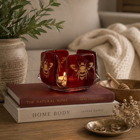 Honeybee in Ruby-Red