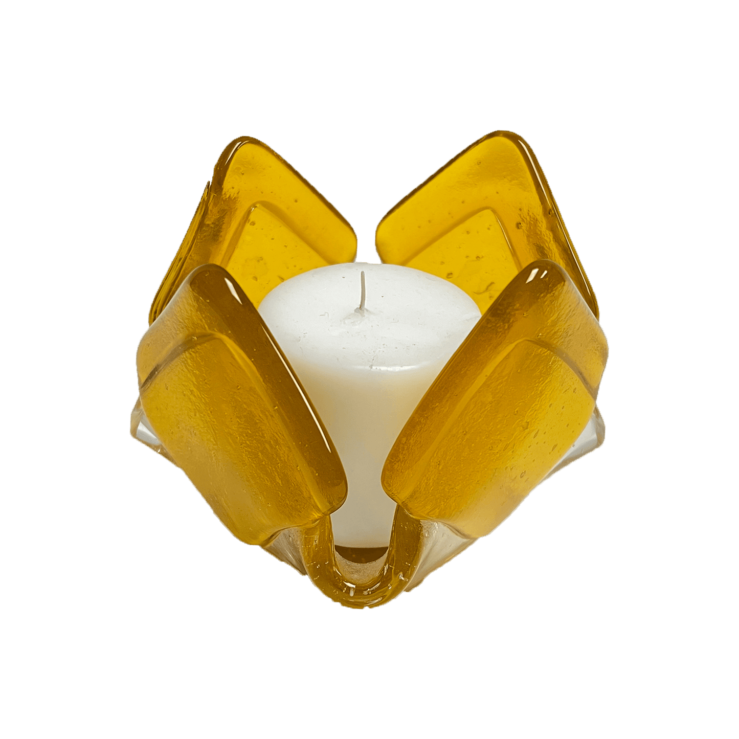 Transparent Yellow Glass Candleholder