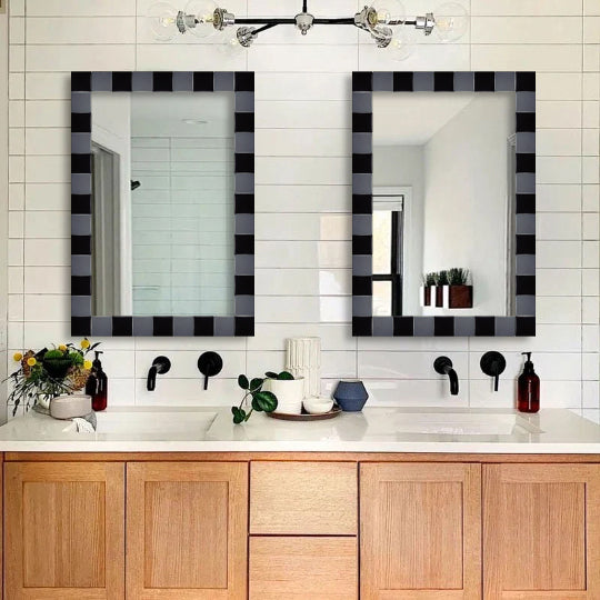 Black and Gray Glass Mirror