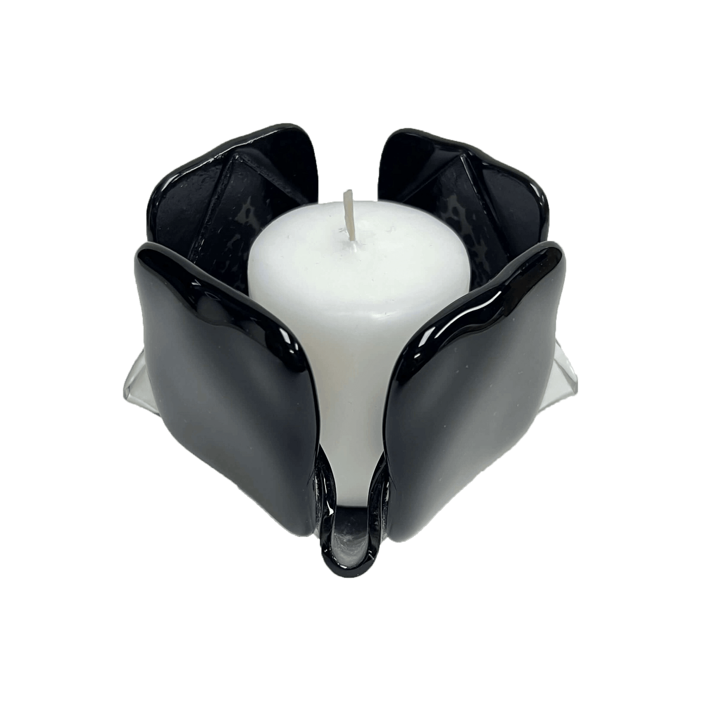 Black Opalescent Glass Candleholder