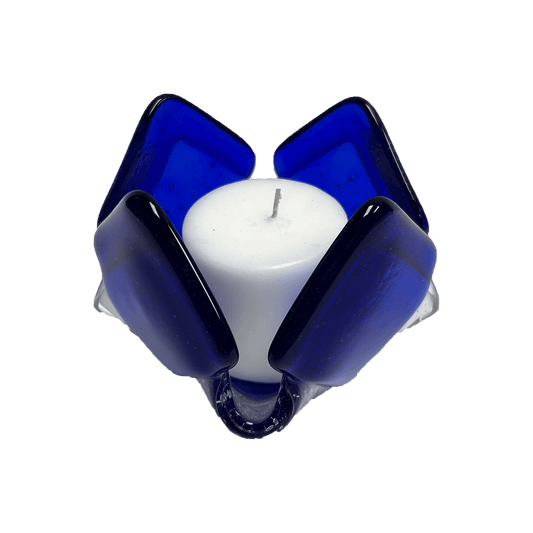 Transparent Blue Glass Candleholder