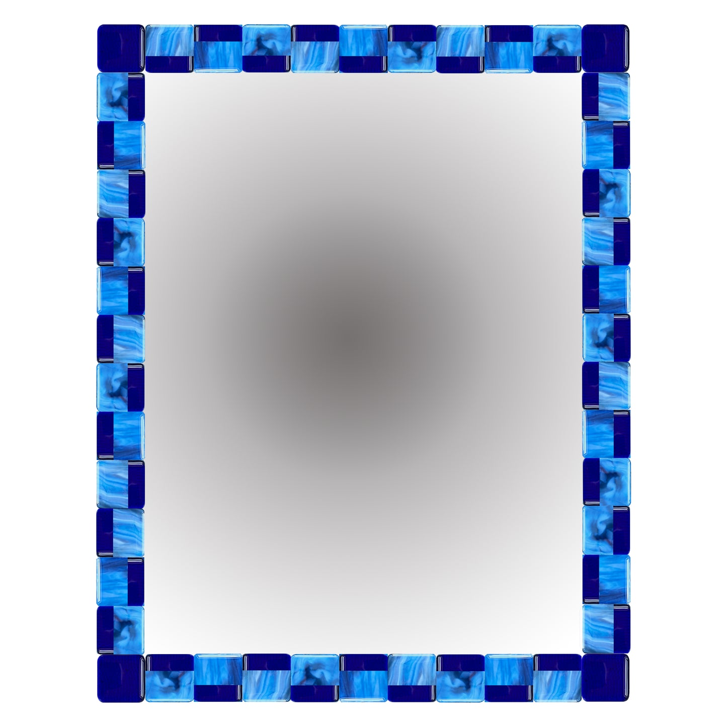 Blue and White Glass Mirror