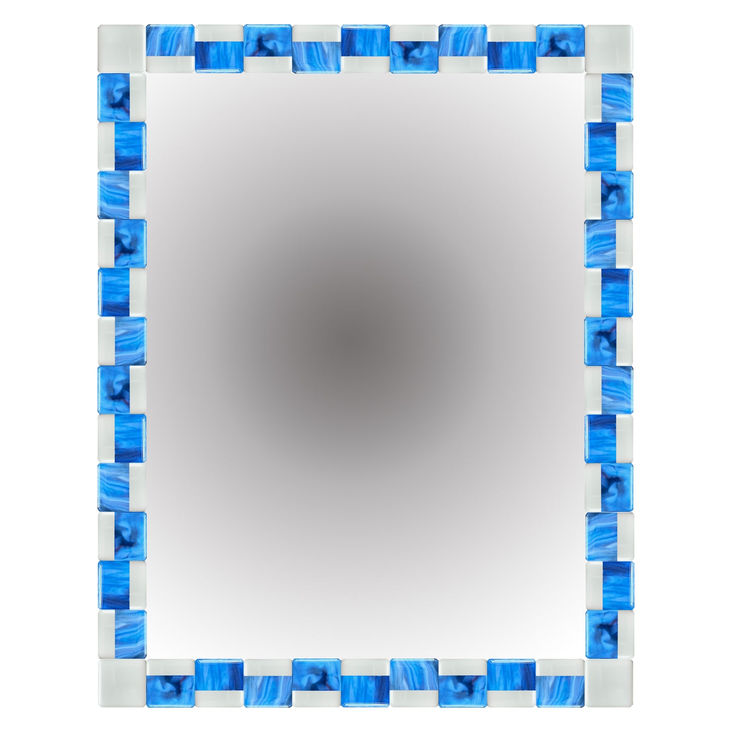 Blue and White Glass Mirror