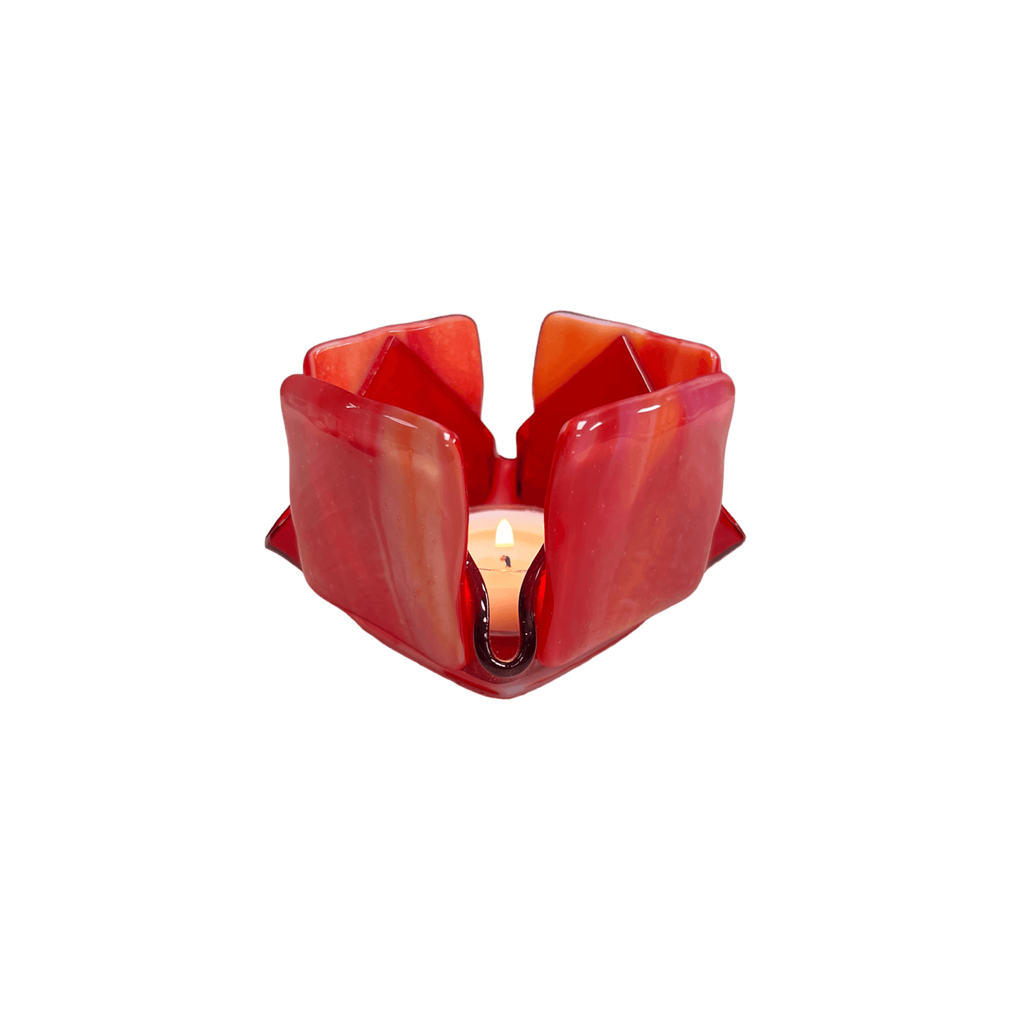 Red Glass Candleholder