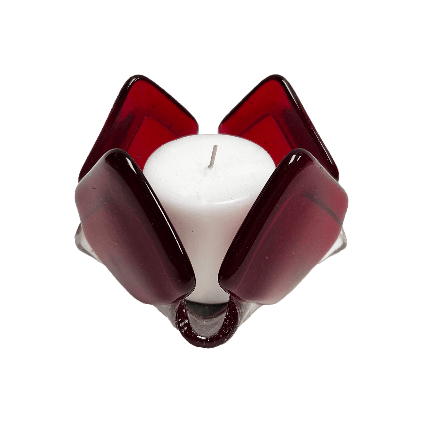 Transparent Red Glass Candleholder