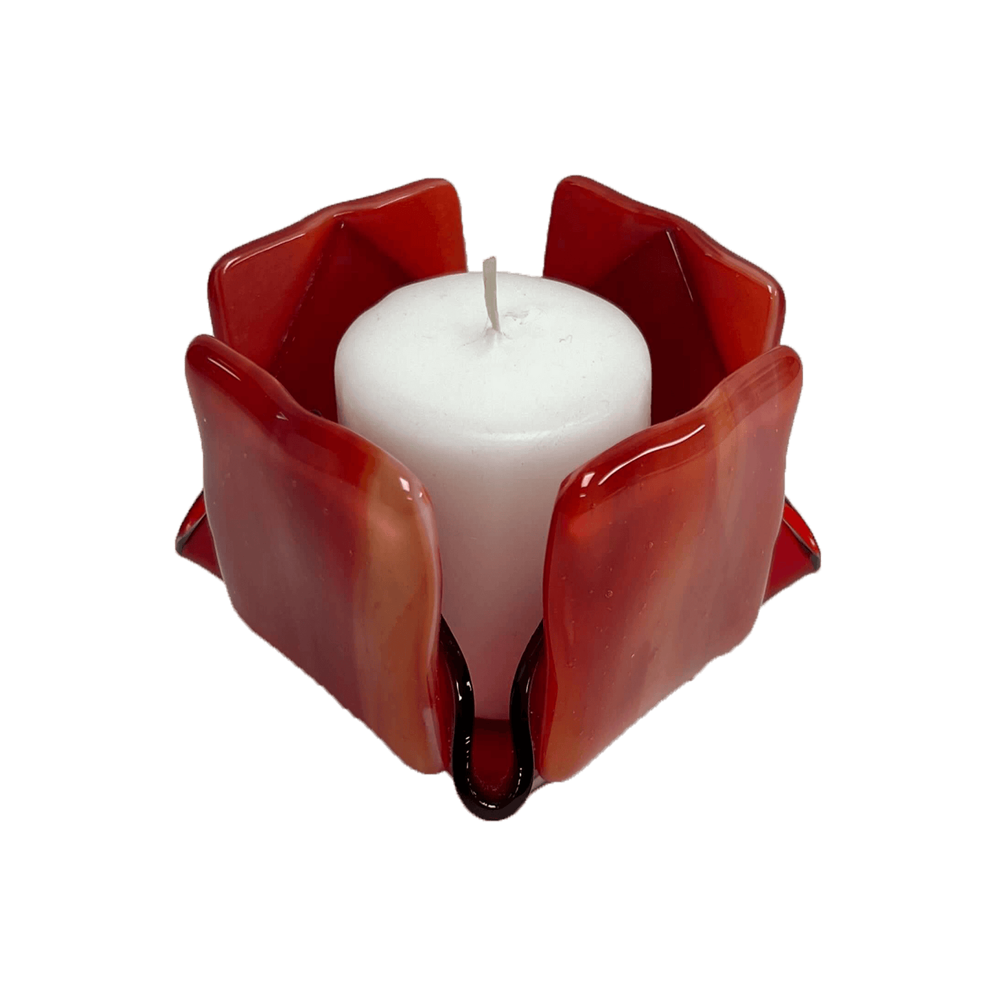 Red Glass Candleholder