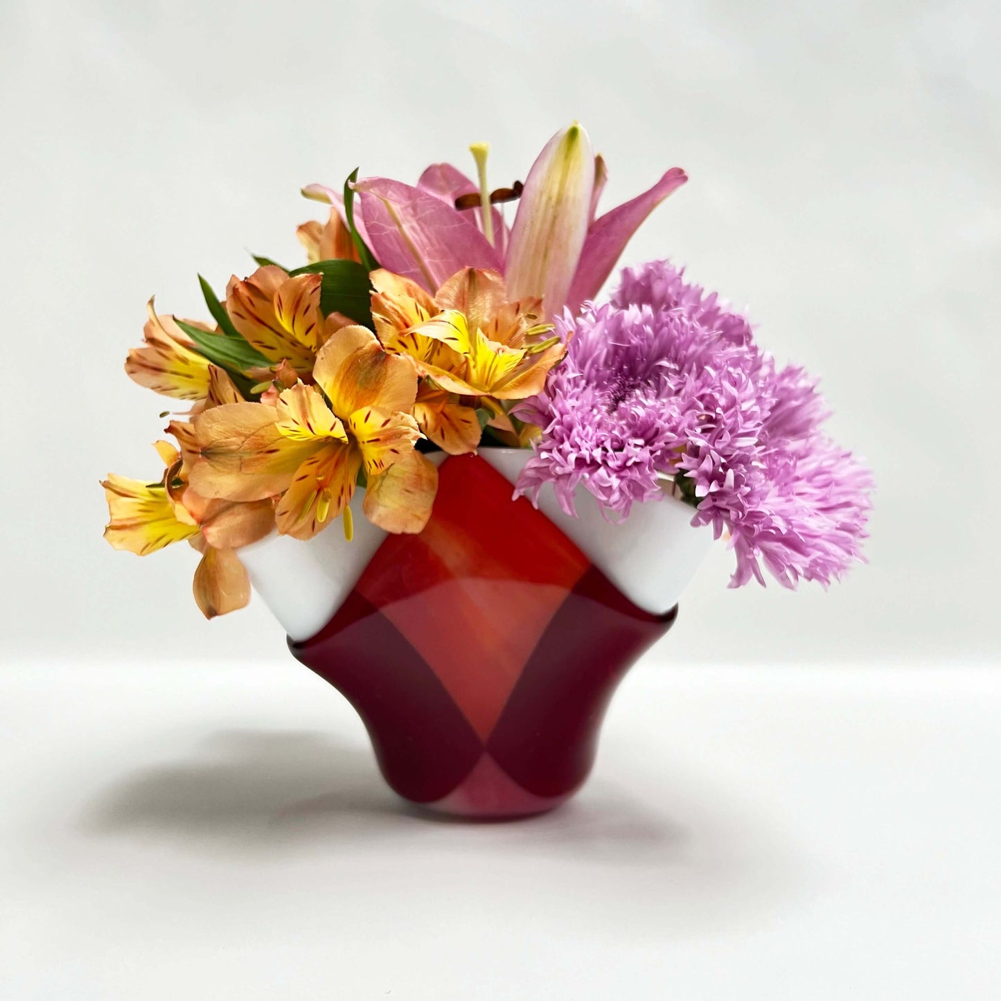 Red Checkerboard Glass Decor