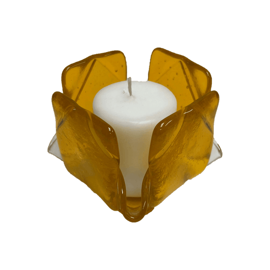 Transparent Yellow Glass Candleholder