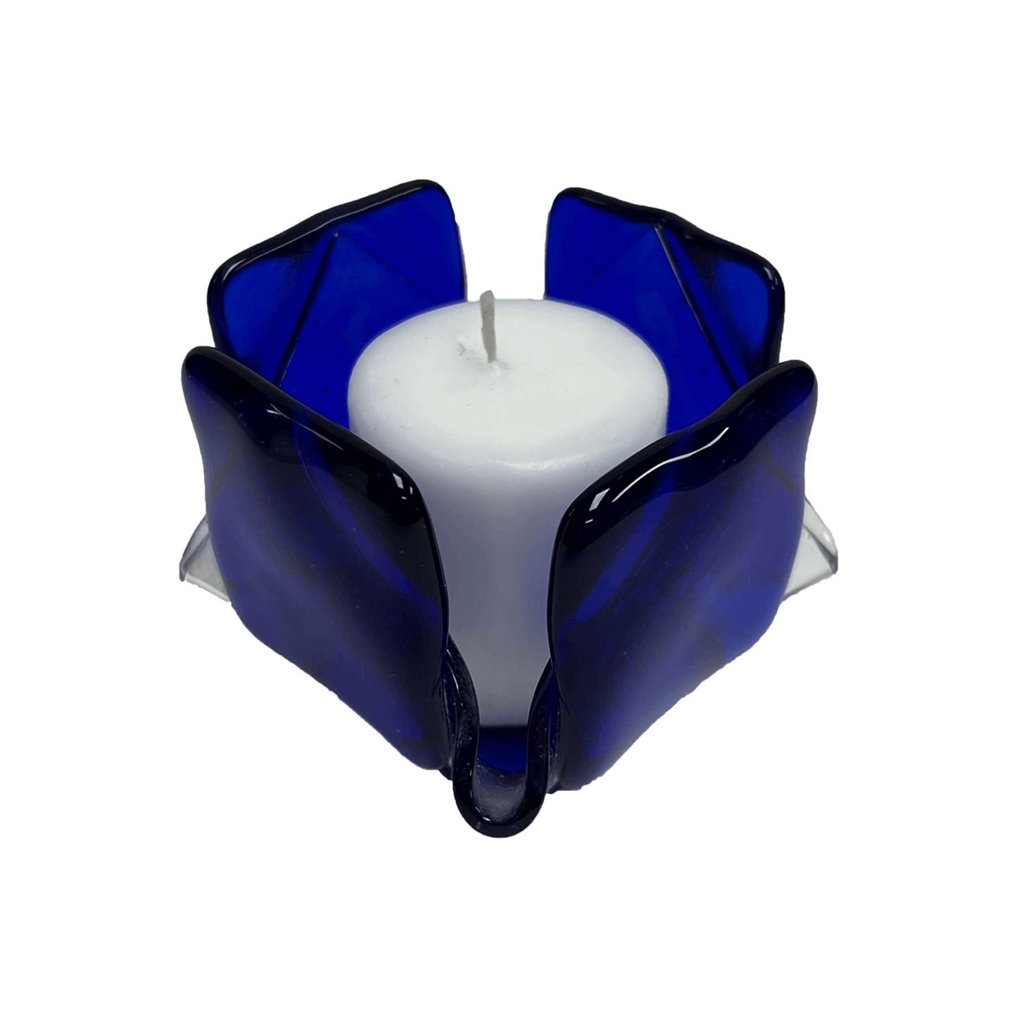 Transparent Blue Glass Candleholder