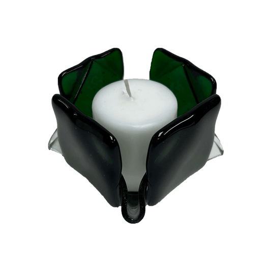 Transparent Green Glass Candleholder