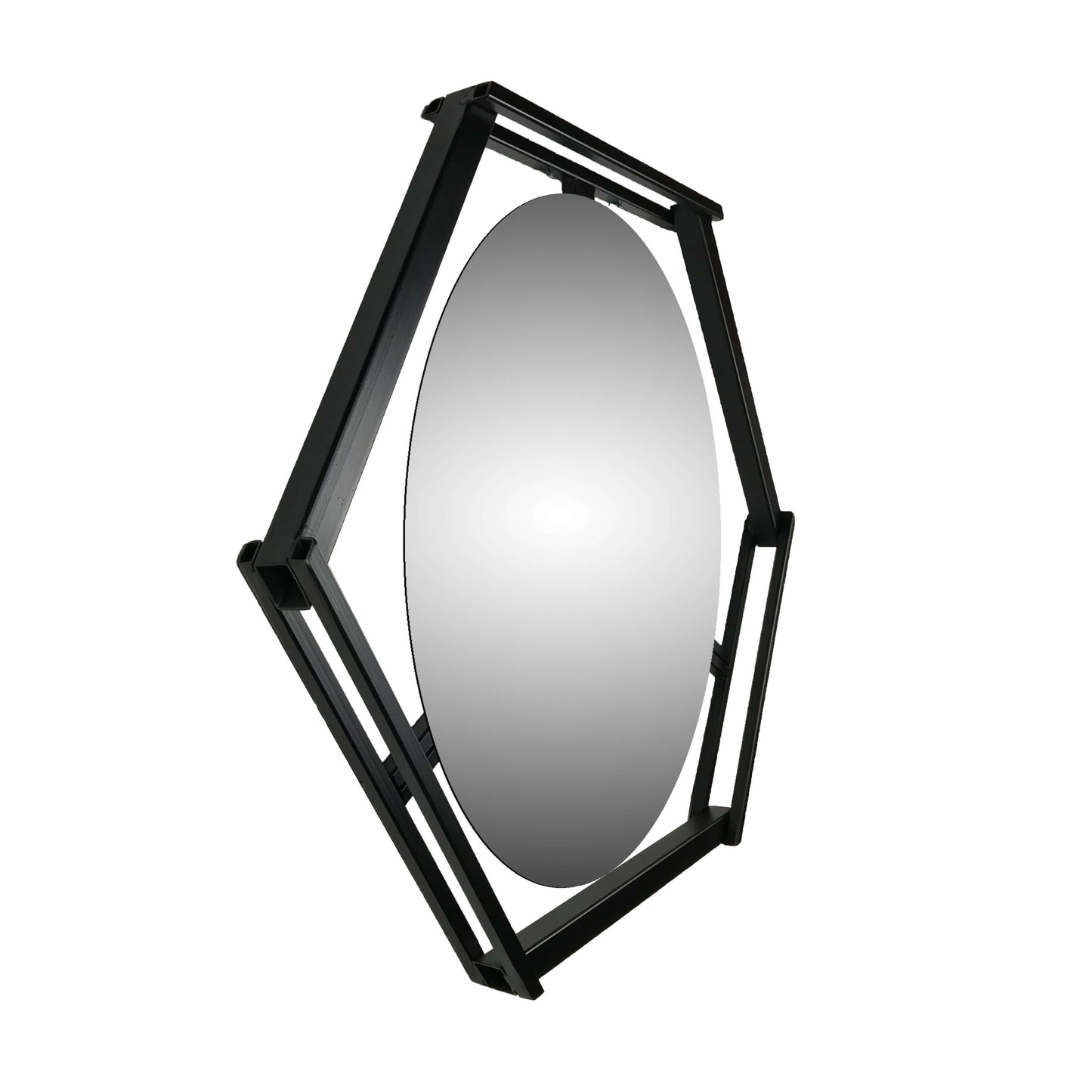 METAL HEXAGON FLOATING MIRROR SIDE VIEW