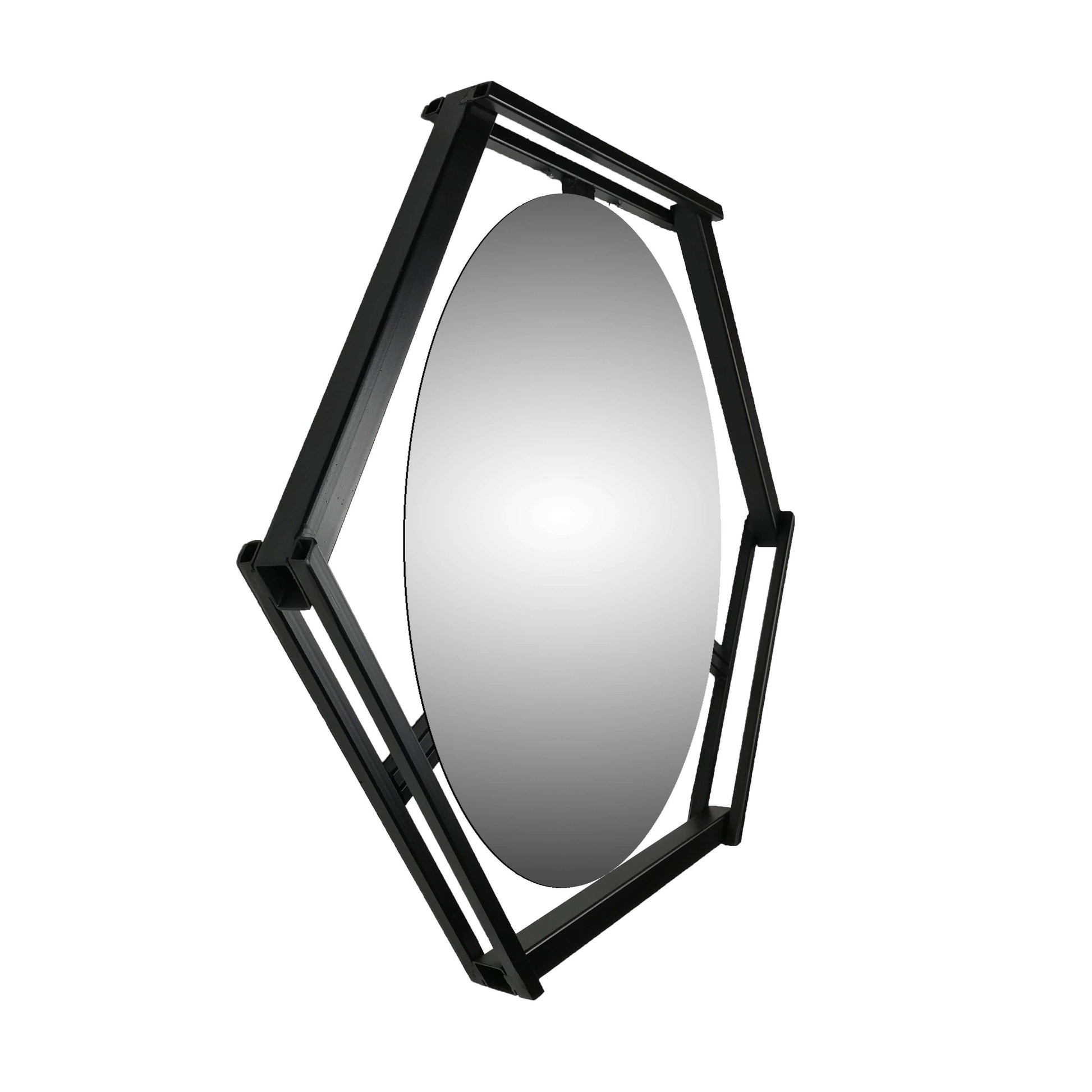 METAL HEXAGON FLOATING MIRROR SIDE VIEW