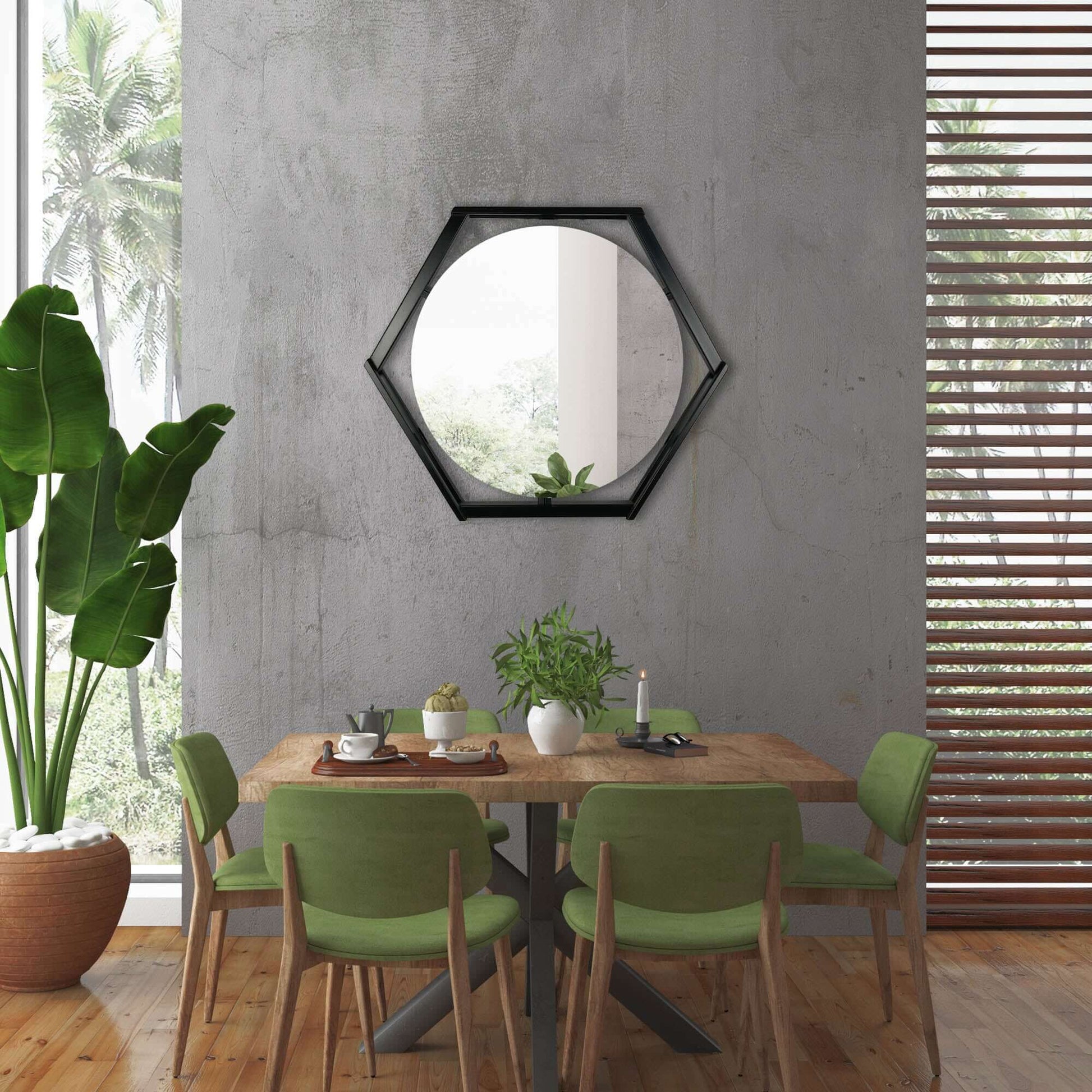 METAL HEXAGON FLOATING MIRROR