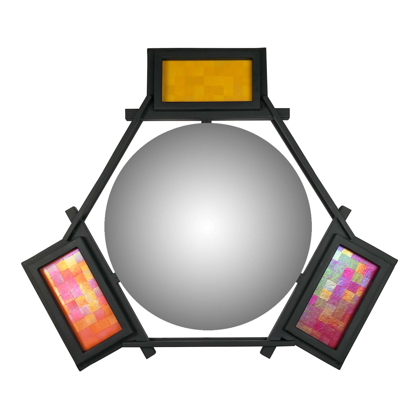 Hexagon Mirror with Iridescent Glass