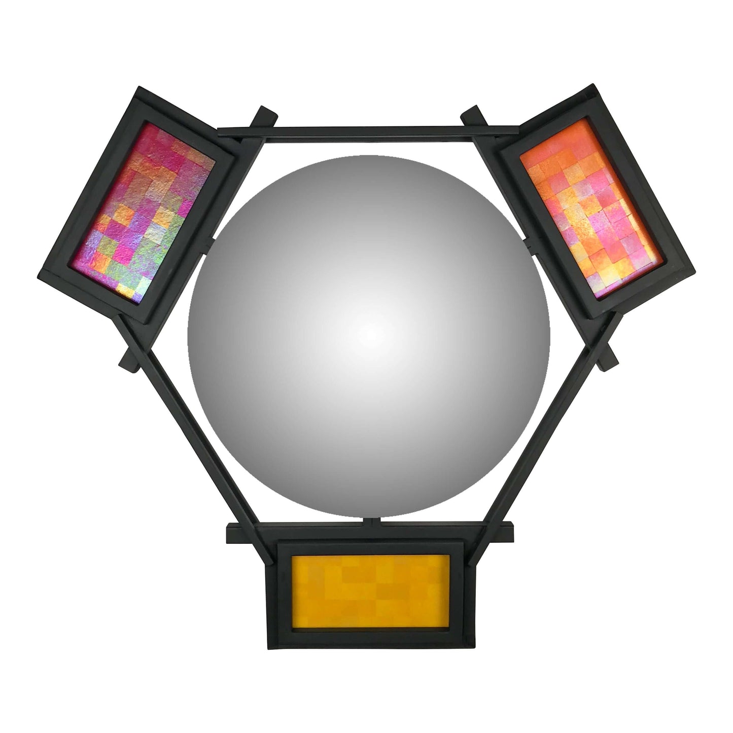 Hexagon Mirror with Iridescent Glass