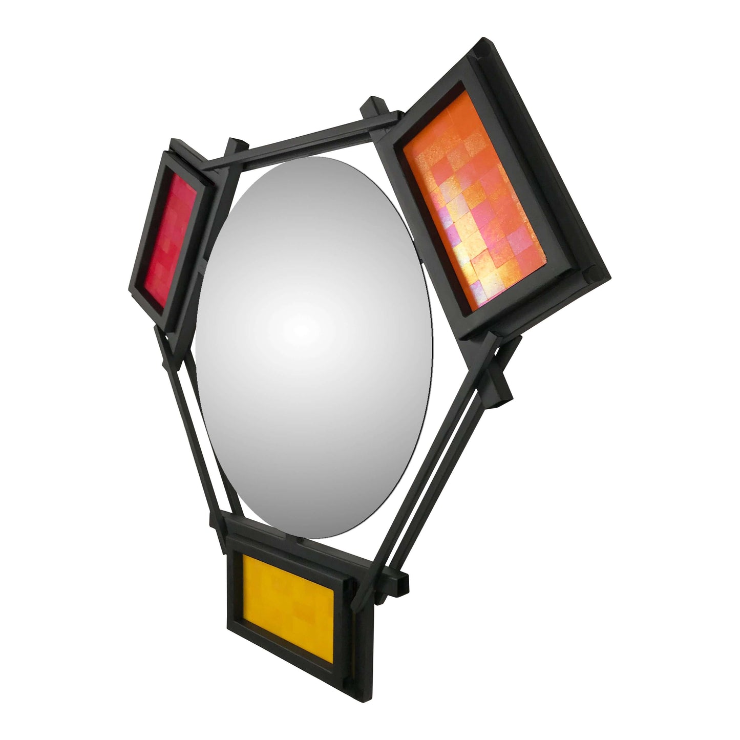 Hexagon Mirror with Iridescent Glass