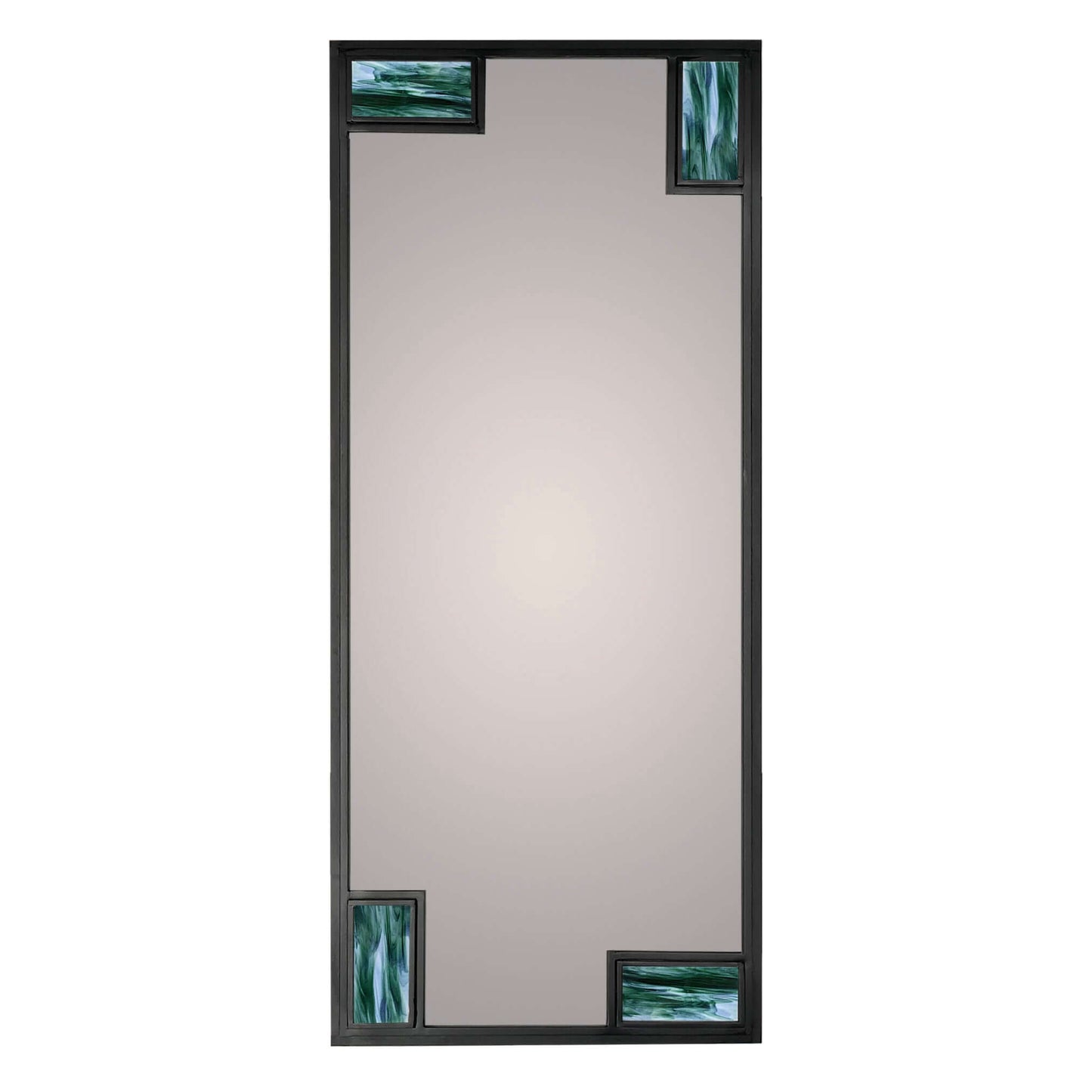 CONTEMPORARY FULL LENGTH MIRROR WITH STAINED GLASS MATTE BLACK FINISH