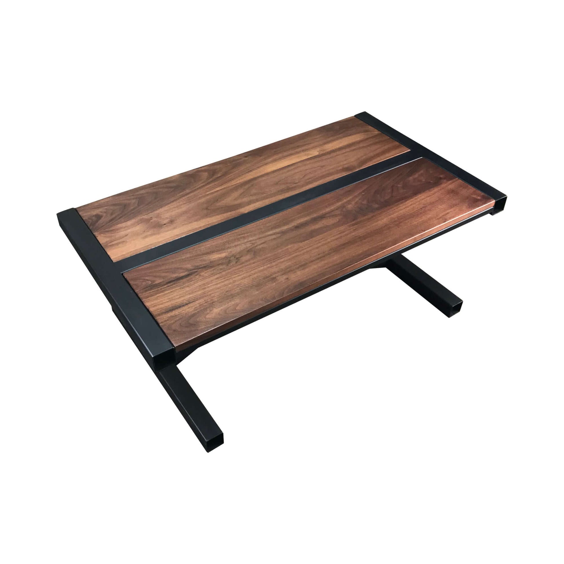 Contemporary Walnut and Metal Coffee Table