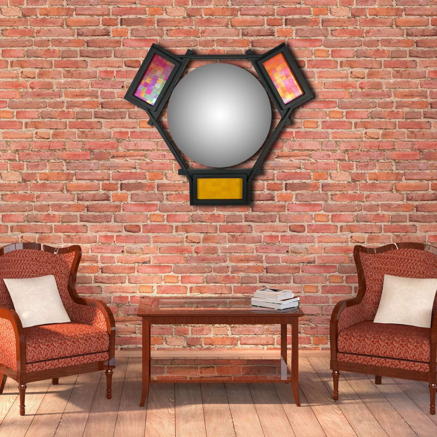 Hexagon Mirror with Iridescent Glass