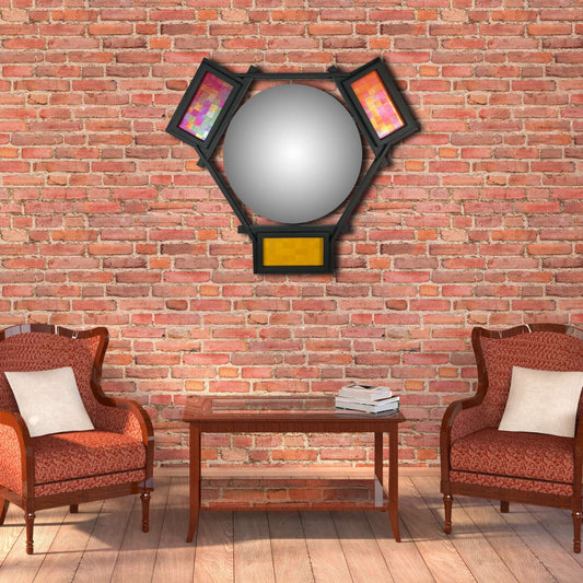 Hexagon Mirror with Iridescent Glass