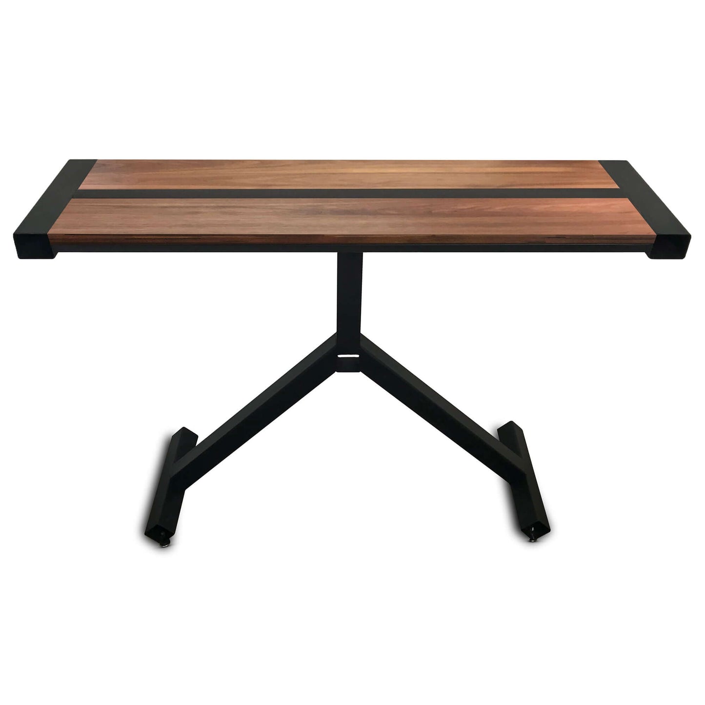 Contemporary Walnut and Metal Entryway Table