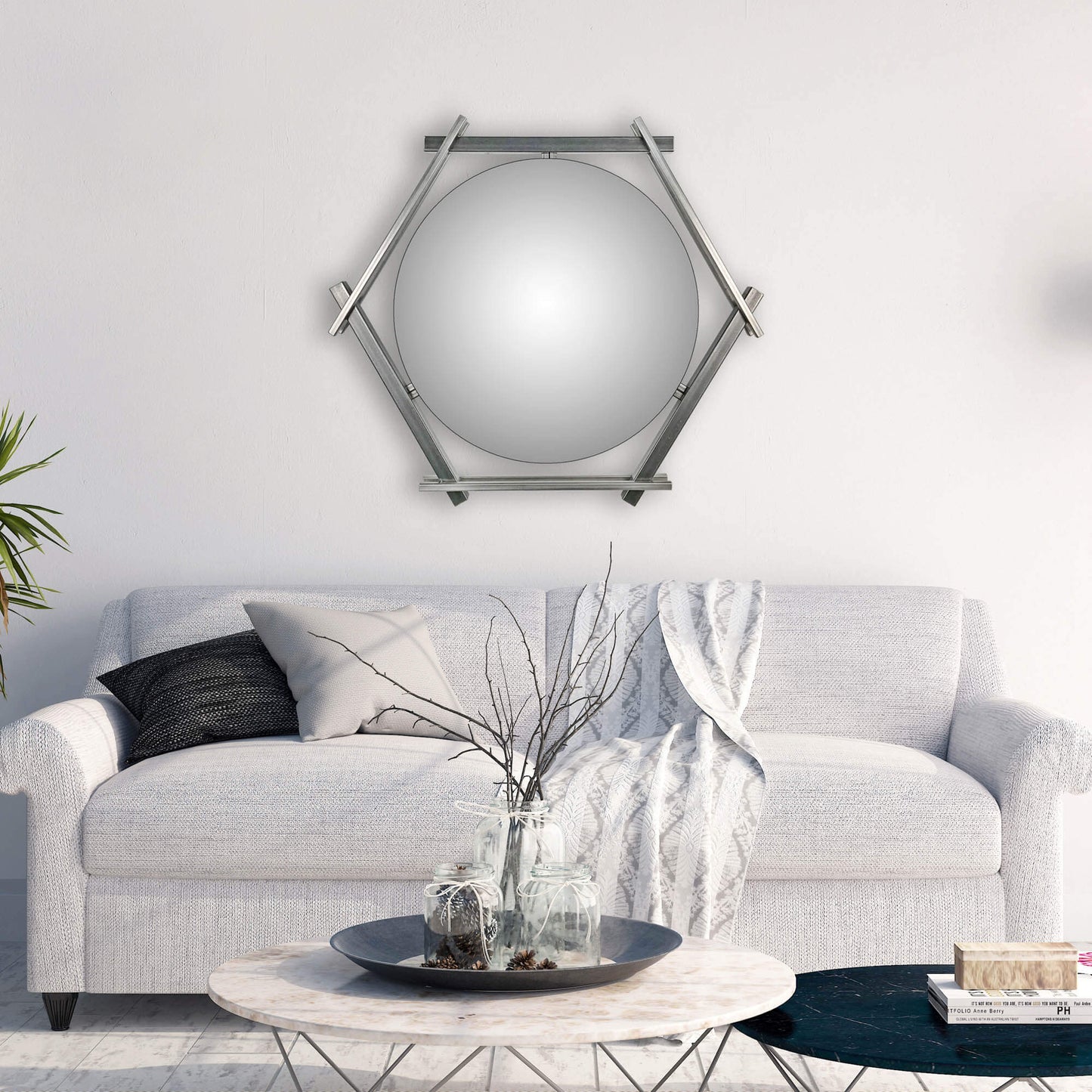 METAL HEXAGON FLOATING MIRROR